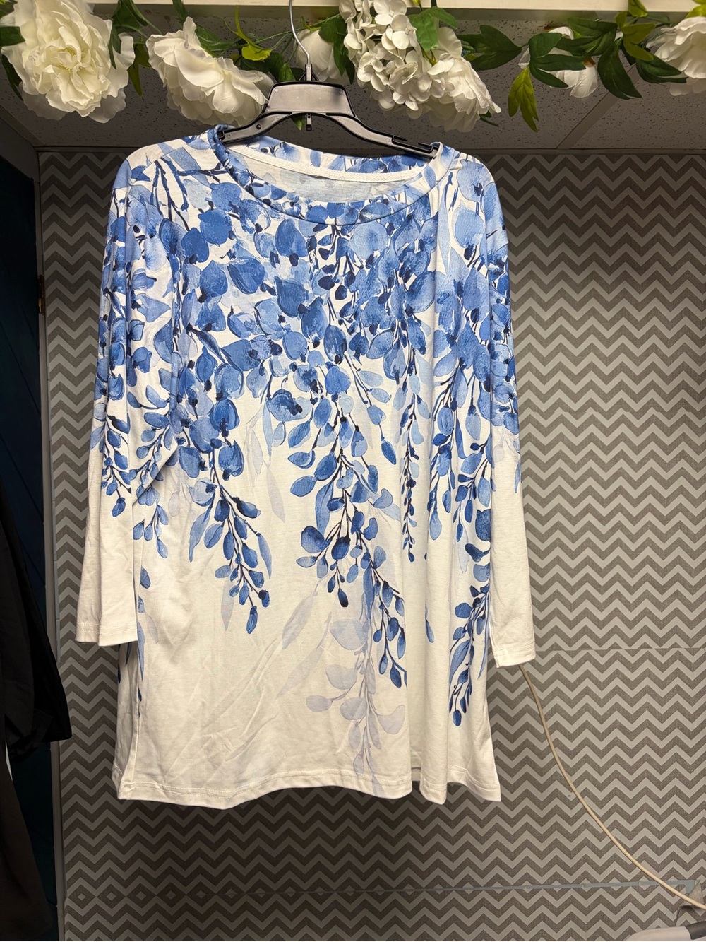 Blue Floral Print Pretty Women's Top